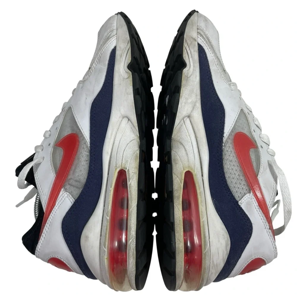 Nike Air Max 93 White Habanero Red Sneakers 306551-102‎ Men’s Size 8 Shoes